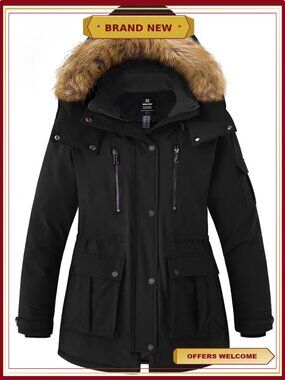 Wantdo Women's Plus Size Puffer Jacket Quilted Winter Coat Warm Hooded